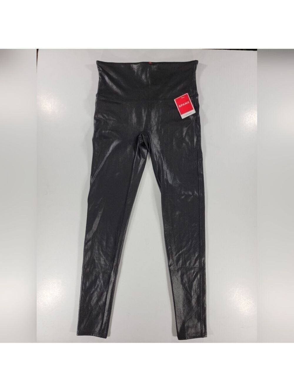 NWT Spanx Black Faux Leather Leggings Pants New With Tags Womens Large Stretch